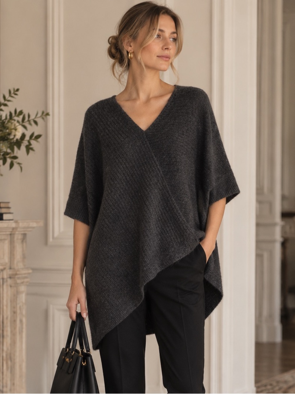 Vince 100% Cashmere Ribbed Poncho